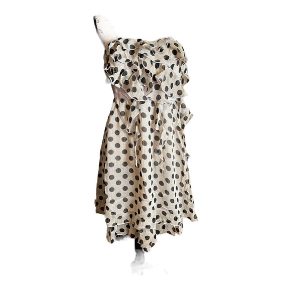 Nwt Lucy Paris neutral polka dot mini dress size L - Picture 1 of 8